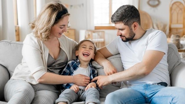 Happy family playing together